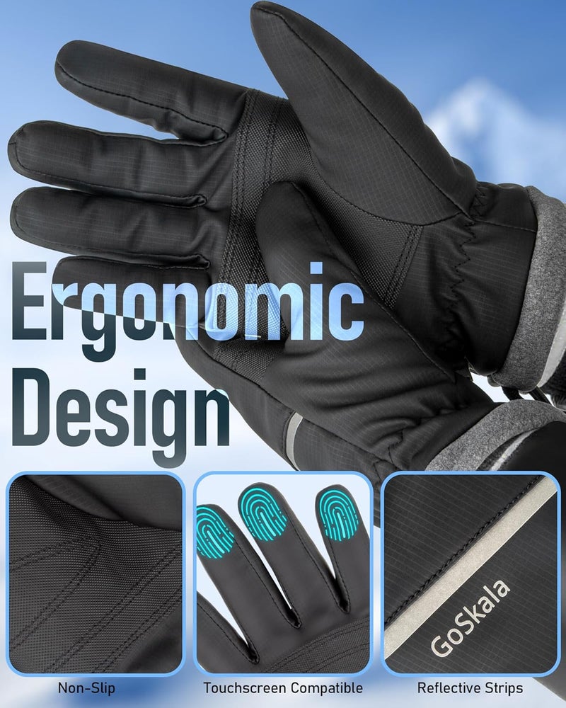 GoSkala Winter Gloves Men Women,Waterproof Windproof Touchscreen Thermal for Cold Weather Outdoor Running Cycling Hiking - Image 3